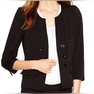 NEW White House Black Market 3/4 sleeve  Peplum Elegant Black Blazer size 10